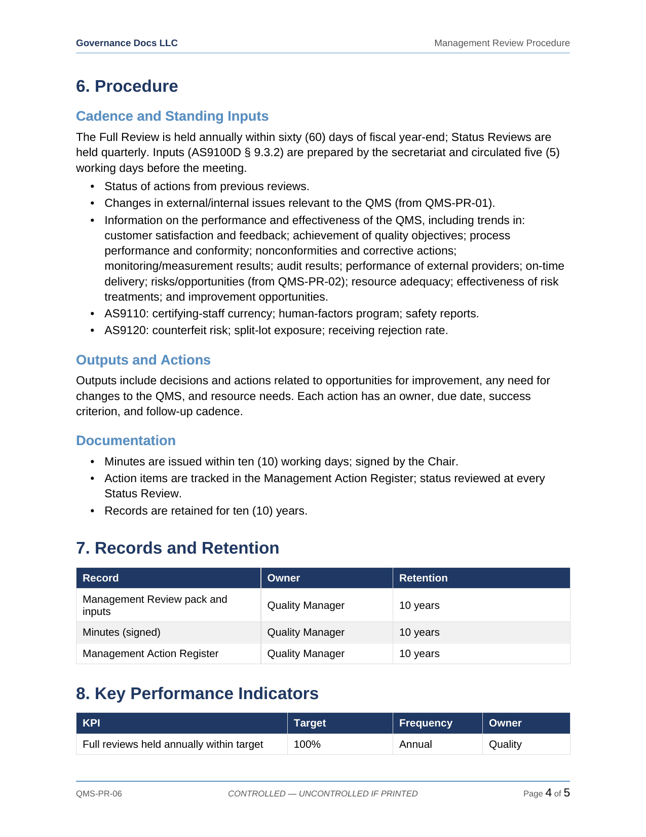 Comprehensive AS 9100/9110/9120 Aerospace QMS Toolkit – 38 Templates - Image 15
