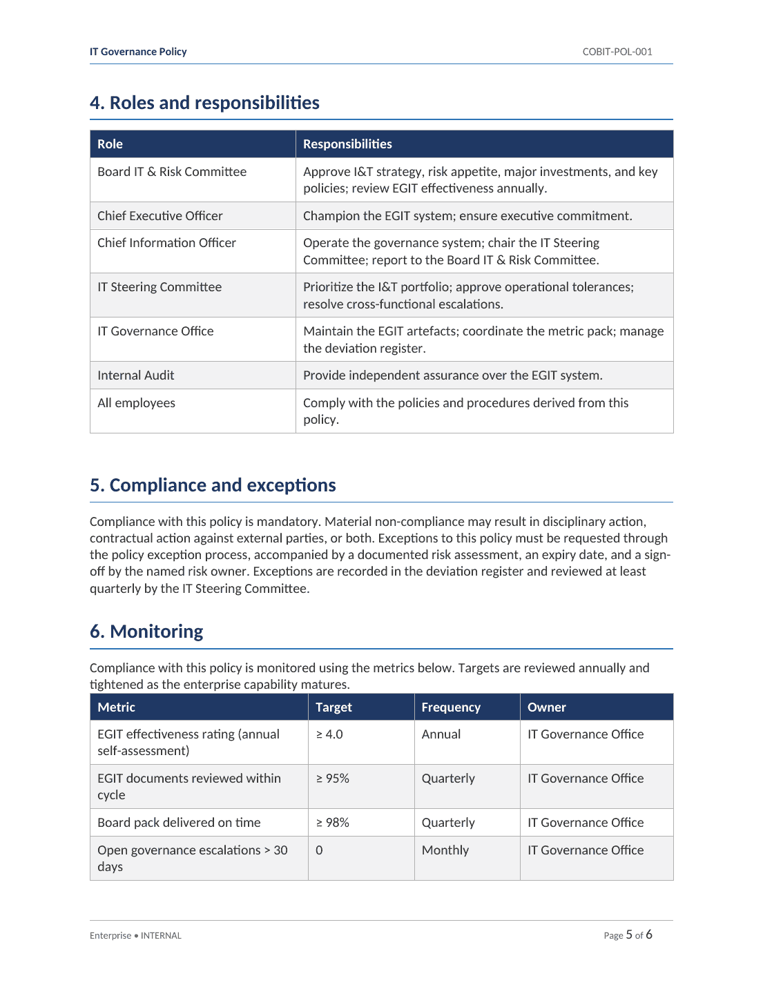 Comprehensive COBIT 2019 IT Governance Toolkit – 31 Templates - Image 8