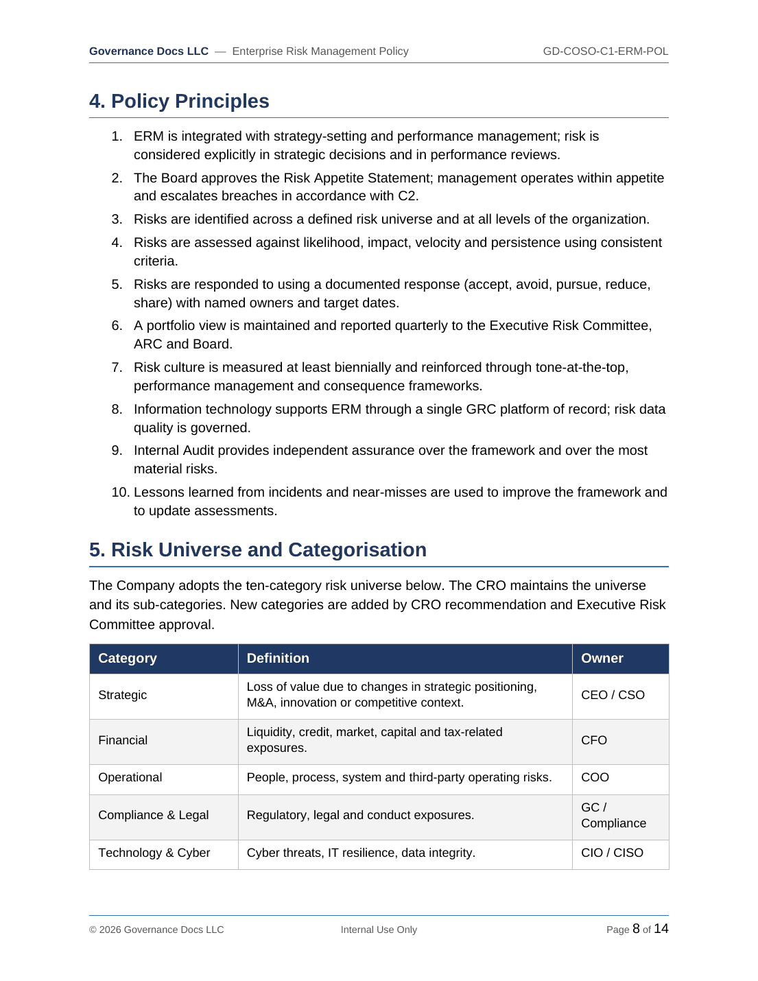Comprehensive COSO ERM & Internal Control Toolkit – 21 Templates - Image 6