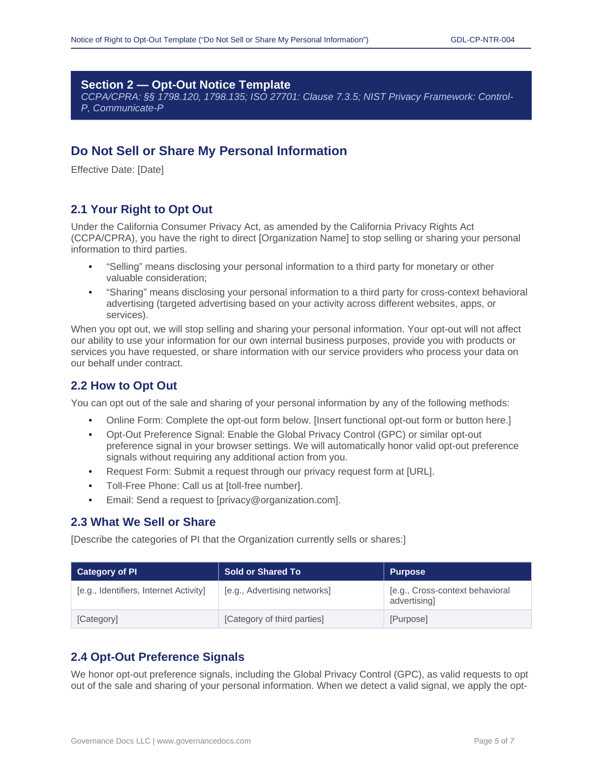 Comprehensive CCPA-CPRA Compliance Toolkit – 60+ Privacy Templates - Image 28