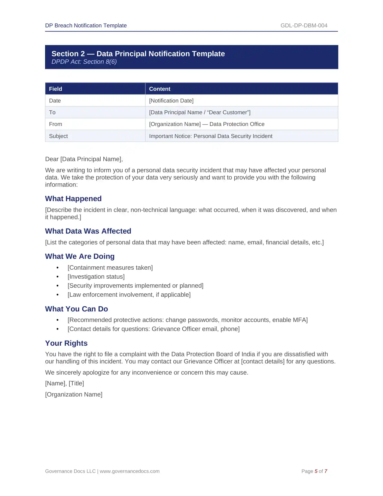 Comprehensive DPDP Act Toolkit – 91 Privacy Templates - Image 12