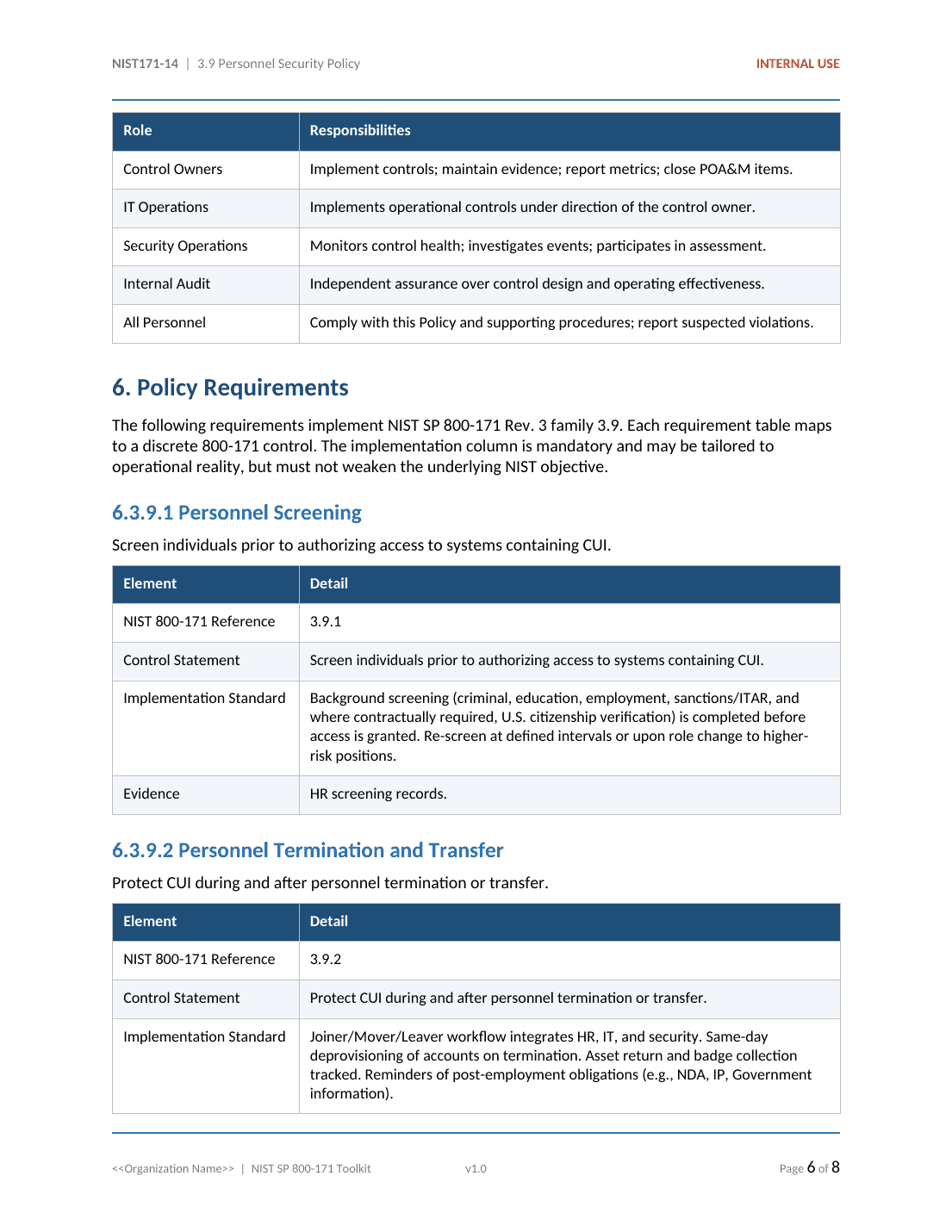 Comprehensive NIST SP 800-171 CUI Protection Toolkit – 33 Templates - Image 15