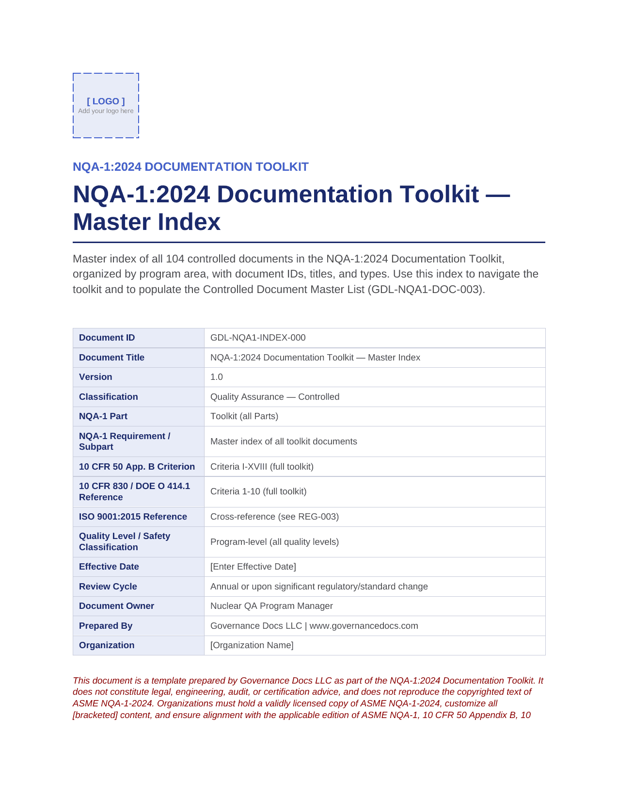 Comprehensive NQA-1:2024 Nuclear Quality Assurance Toolkit – 100+ Templates - Image 2