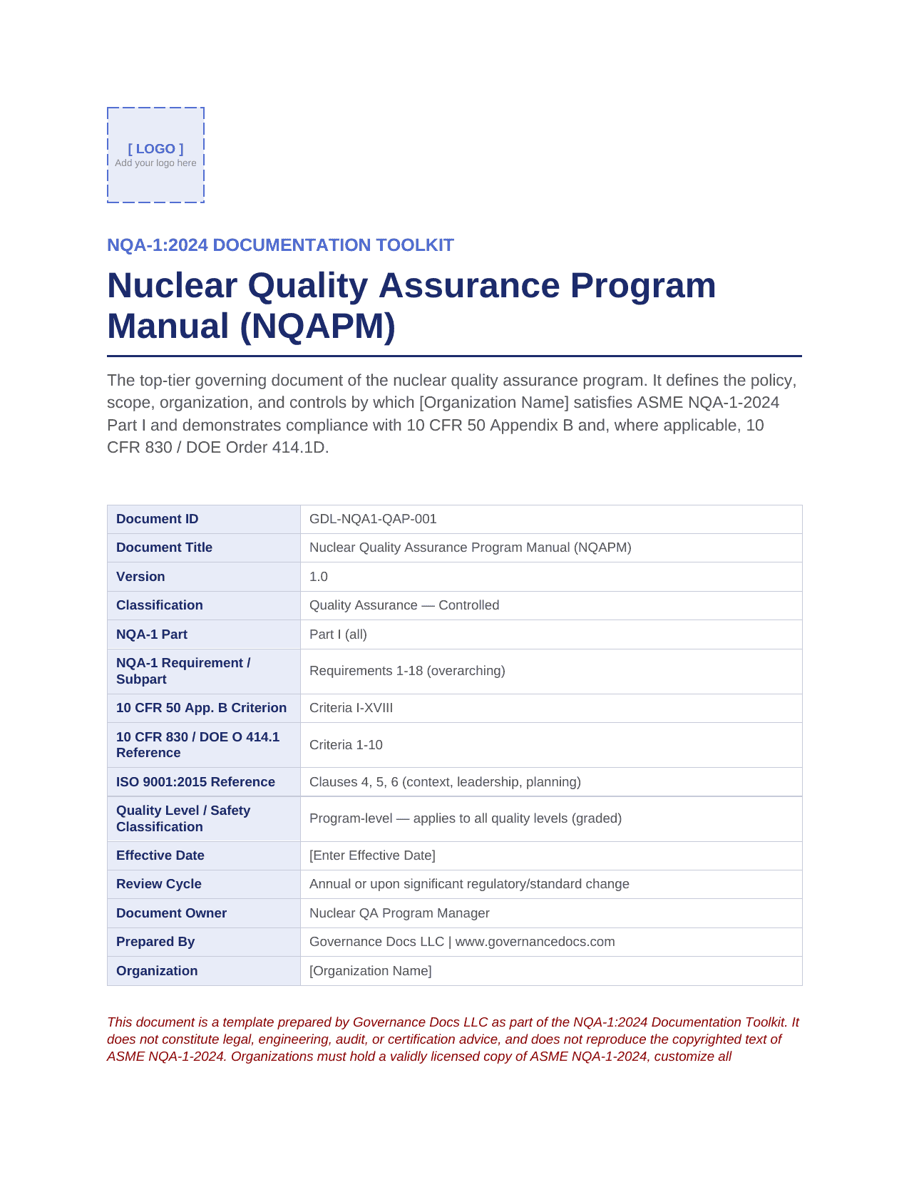 Comprehensive NQA-1:2024 Nuclear Quality Assurance Toolkit – 100+ Templates - Image 3