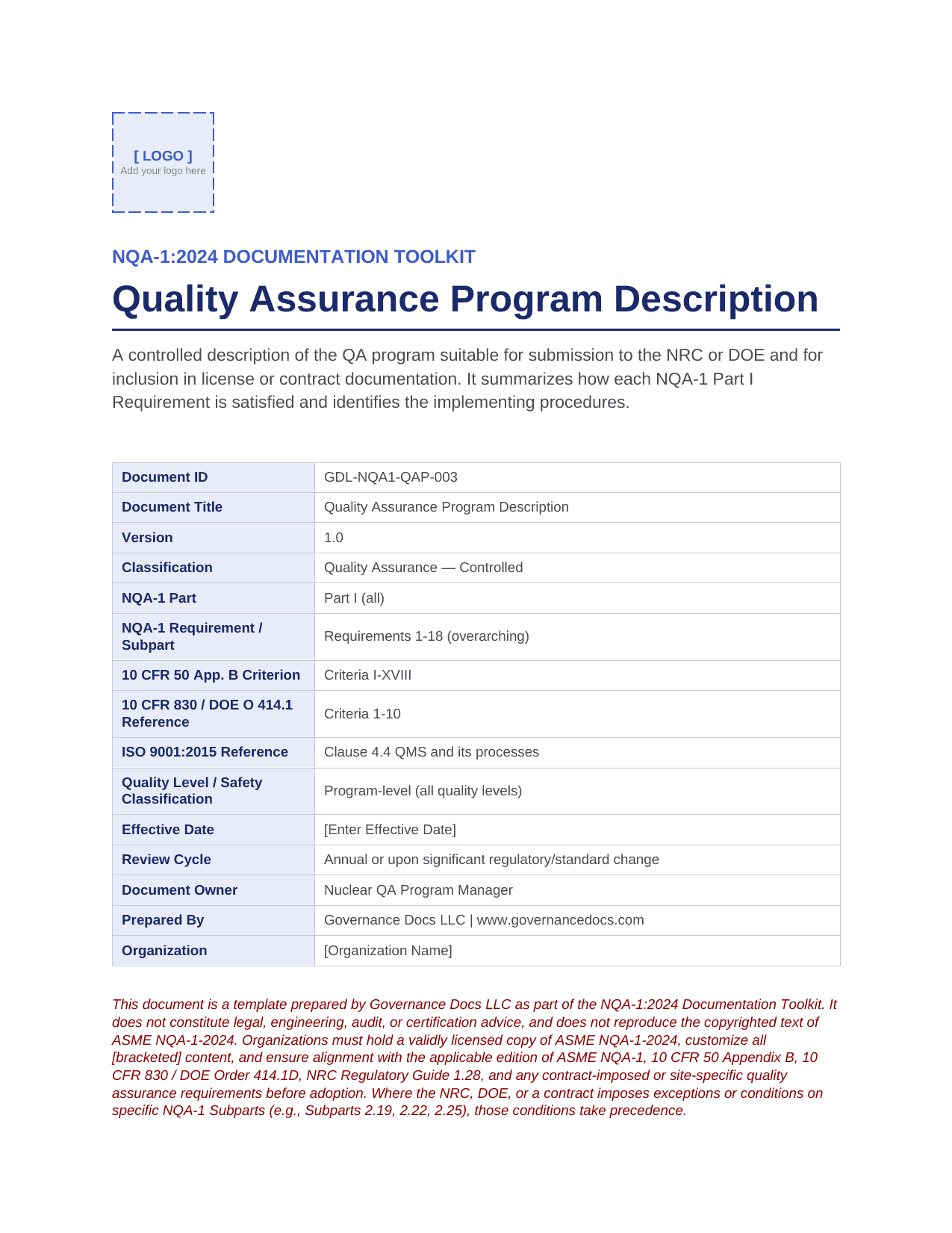 Comprehensive NQA-1:2024 Nuclear Quality Assurance Toolkit – 100+ Templates - Image 4