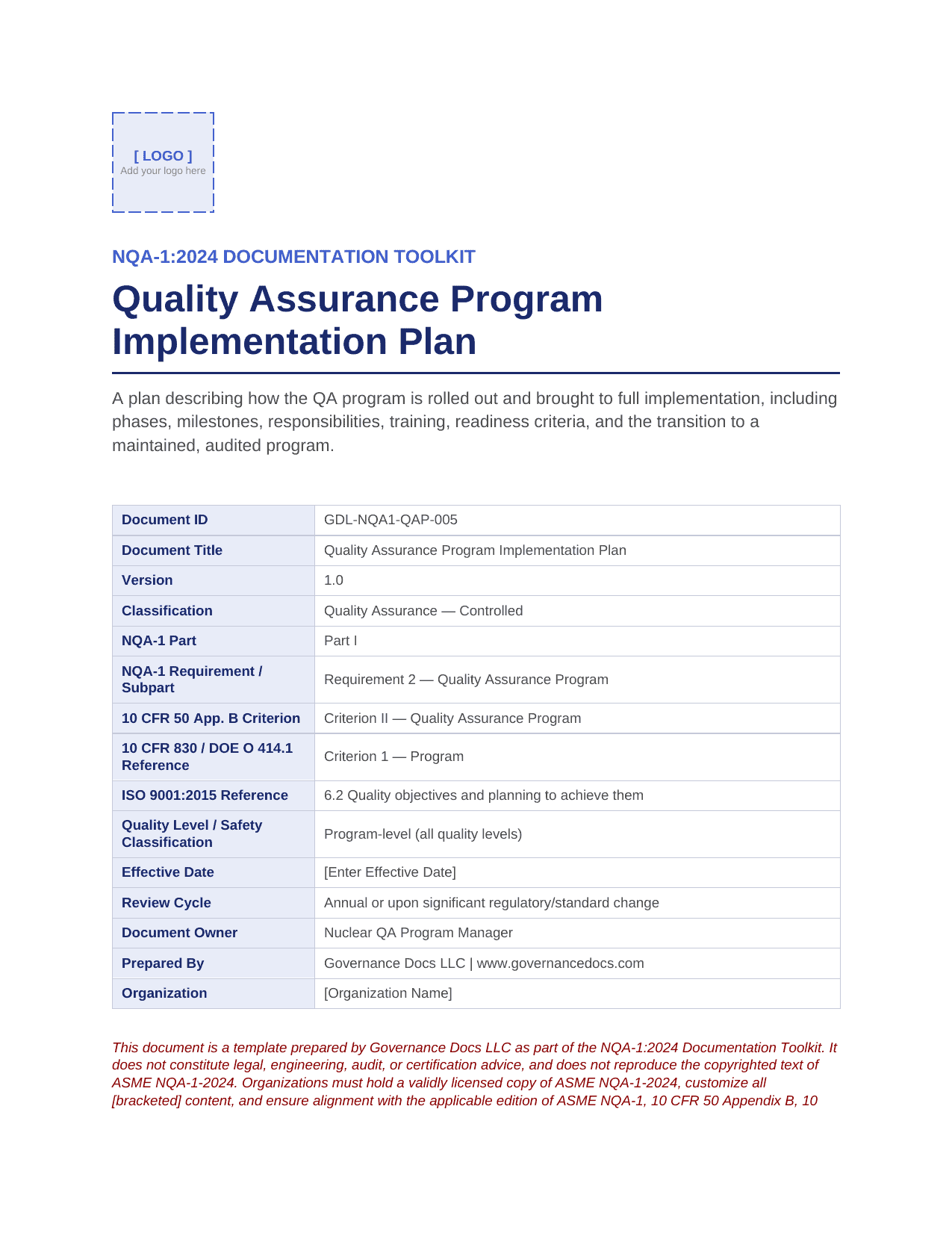 Comprehensive NQA-1:2024 Nuclear Quality Assurance Toolkit – 100+ Templates - Image 6