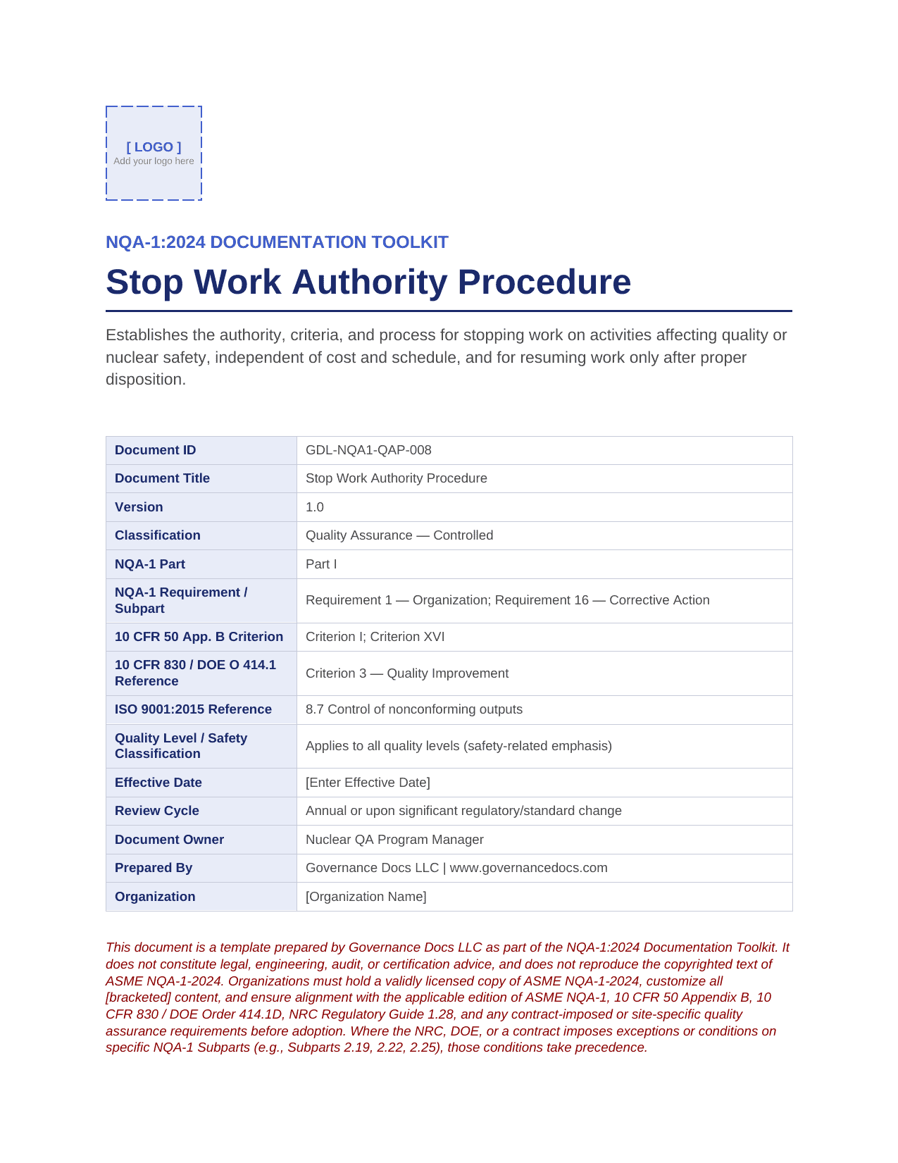 Comprehensive NQA-1:2024 Nuclear Quality Assurance Toolkit – 100+ Templates - Image 8