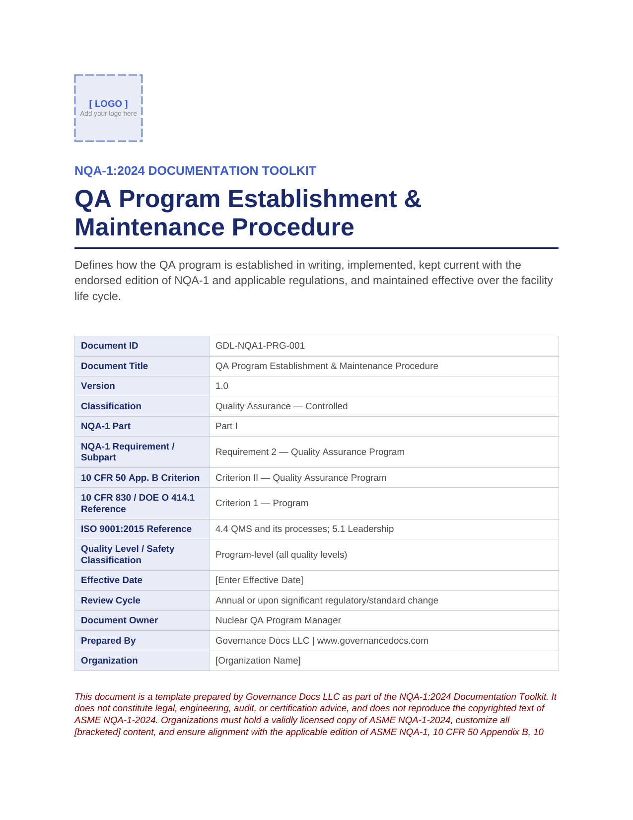 Comprehensive NQA-1:2024 Nuclear Quality Assurance Toolkit – 100+ Templates - Image 9