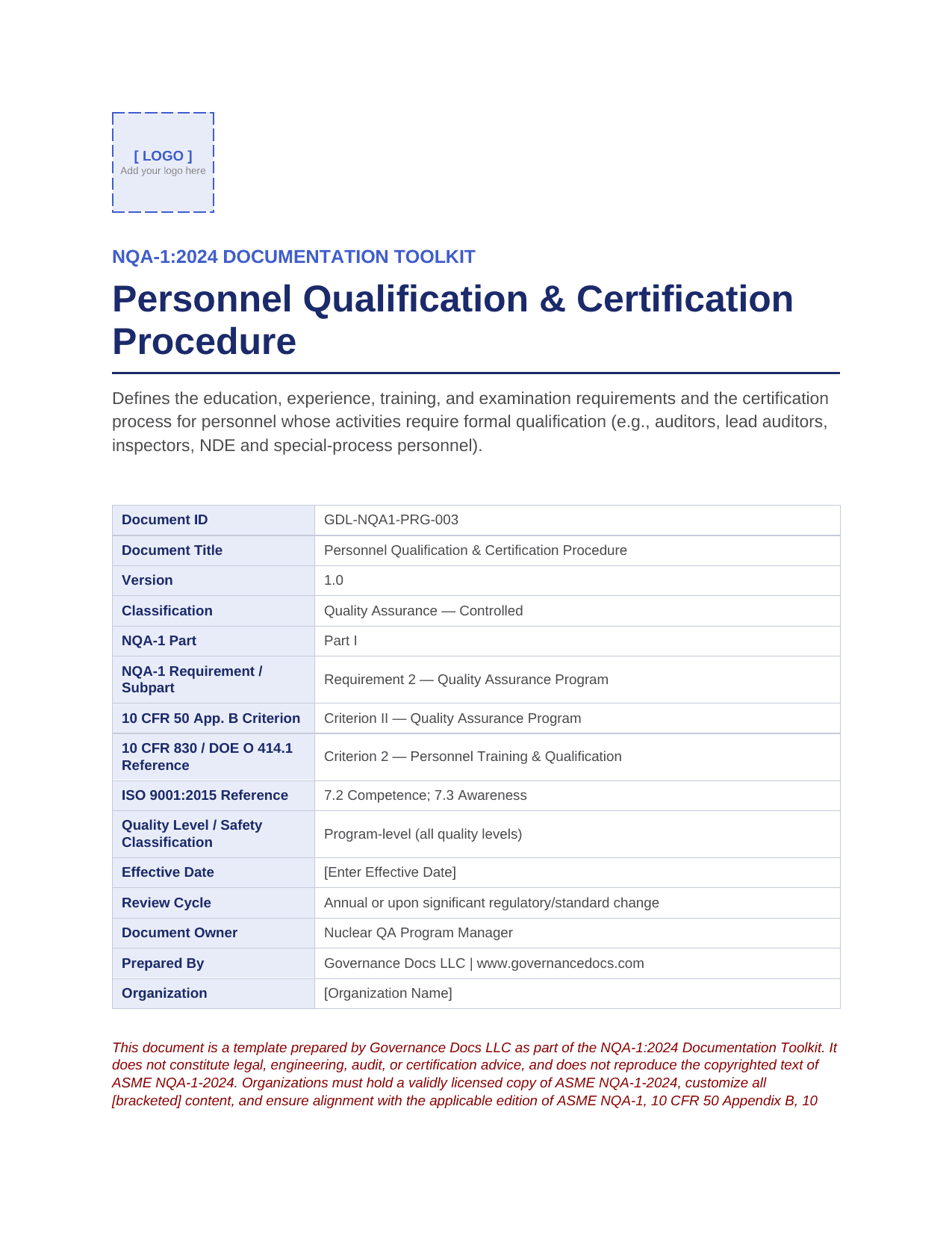 Comprehensive NQA-1:2024 Nuclear Quality Assurance Toolkit – 100+ Templates - Image 10