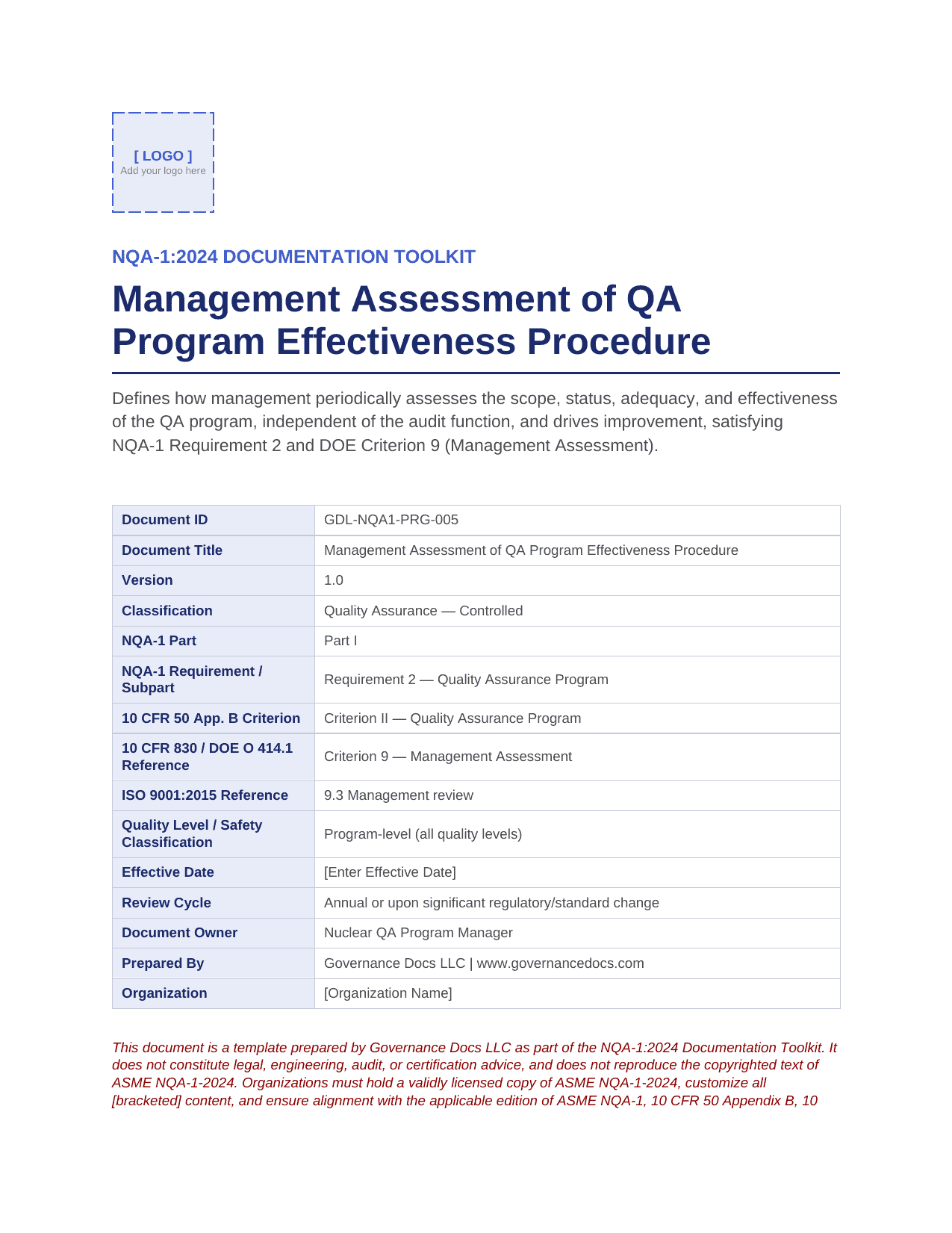 Comprehensive NQA-1:2024 Nuclear Quality Assurance Toolkit – 100+ Templates - Image 11