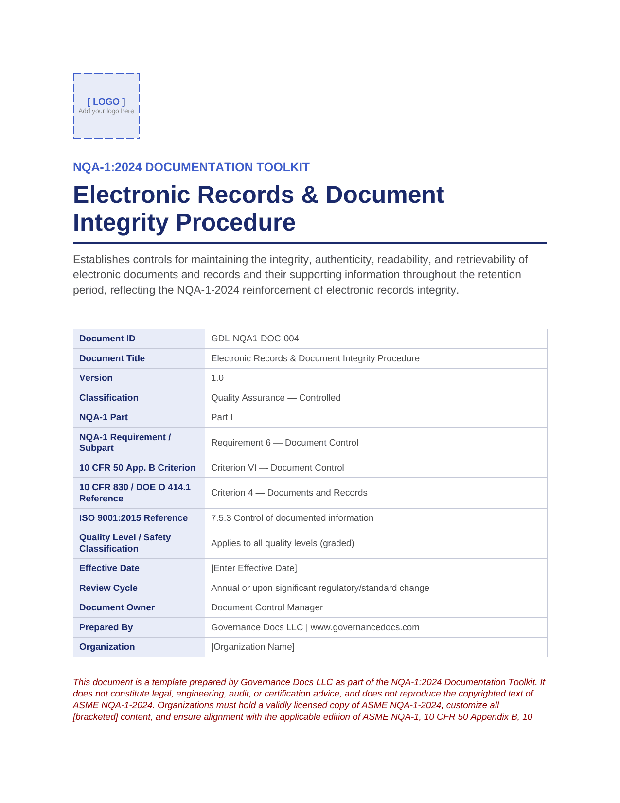 Comprehensive NQA-1:2024 Nuclear Quality Assurance Toolkit – 100+ Templates - Image 17