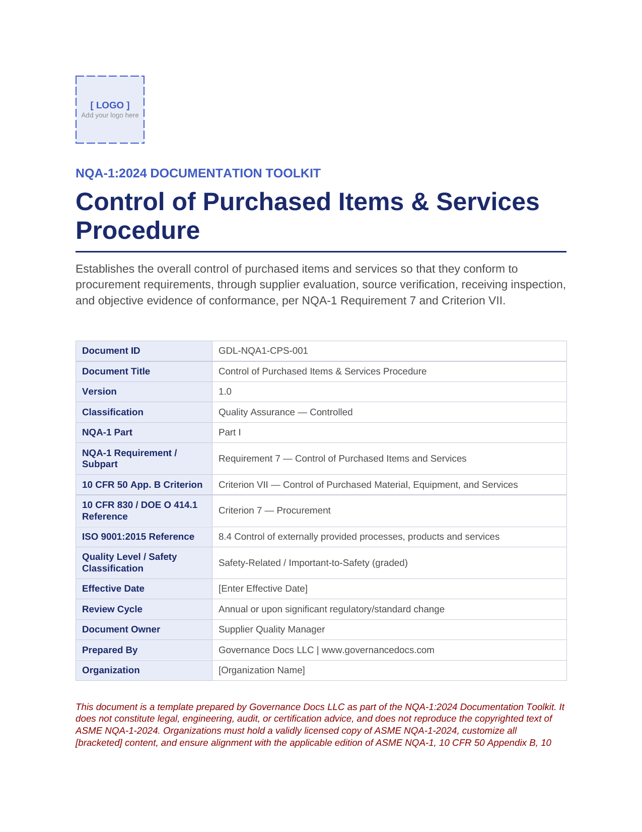 Comprehensive NQA-1:2024 Nuclear Quality Assurance Toolkit – 100+ Templates - Image 18