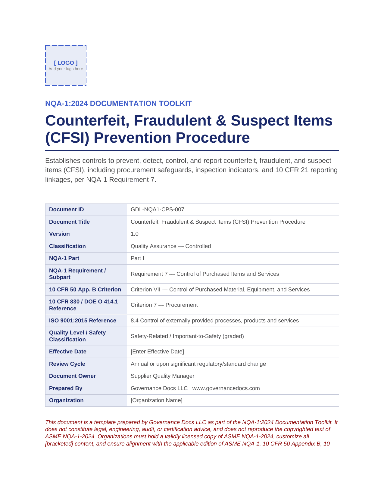 Comprehensive NQA-1:2024 Nuclear Quality Assurance Toolkit – 100+ Templates - Image 19