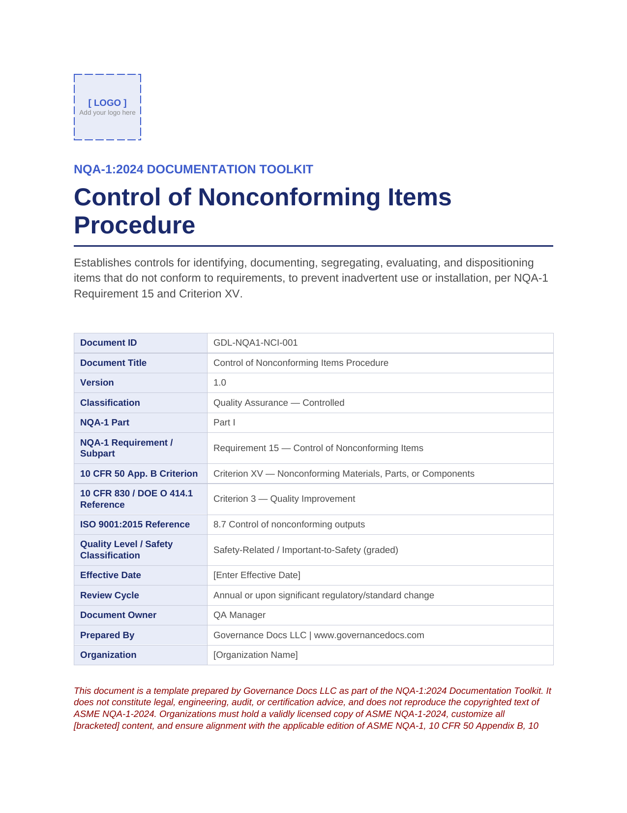 Comprehensive NQA-1:2024 Nuclear Quality Assurance Toolkit – 100+ Templates - Image 22