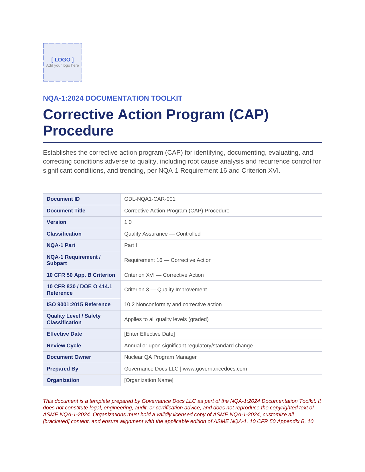 Comprehensive NQA-1:2024 Nuclear Quality Assurance Toolkit – 100+ Templates - Image 23