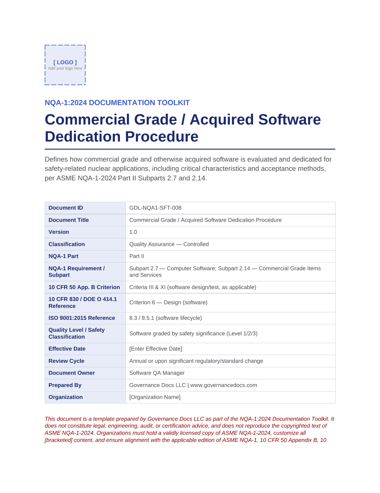 Comprehensive NQA-1:2024 Nuclear Quality Assurance Toolkit – 100+ Templates - Image 29