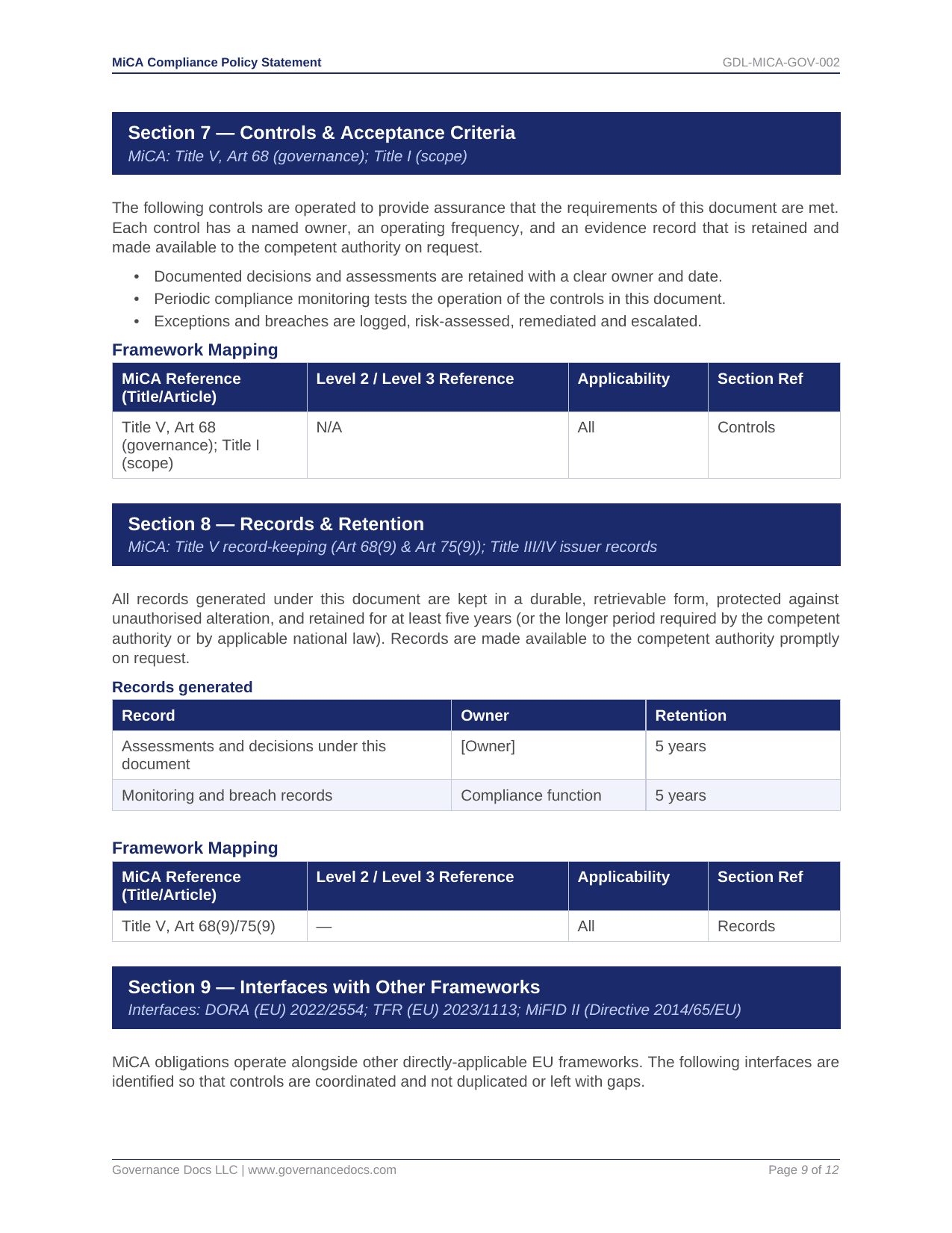 ISO Toolkits for MiCA compliance with comprehensive templates and frameworks.