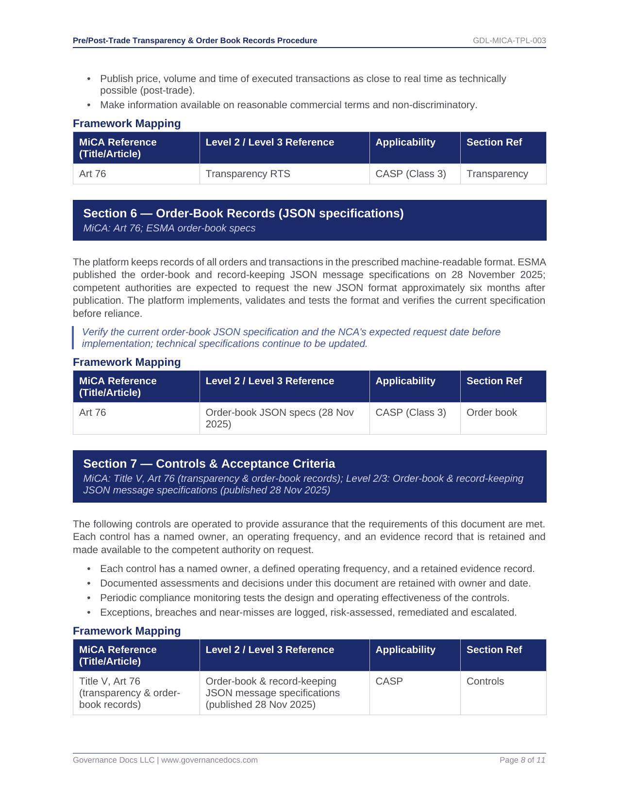 ISO Toolkits for MiCA compliance with 100+ templates and JSON specifications.
