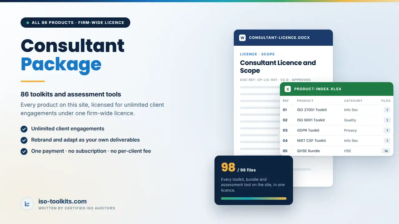 consultant template licence - editable Word and Excel templates from iso-toolkits.com