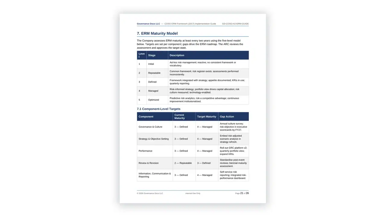 Preview of the A2 - COSO ERM Framework Implementation Guide from the COSO ERM & Internal Control Toolkit on iso-toolkits.com