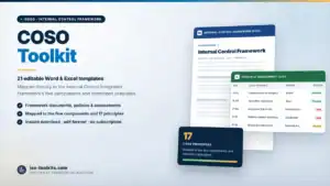 COSO Toolkit — 21 editable Word and Excel templates including the Internal Control Framework and a Principle Assessment, from iso-toolkits.com