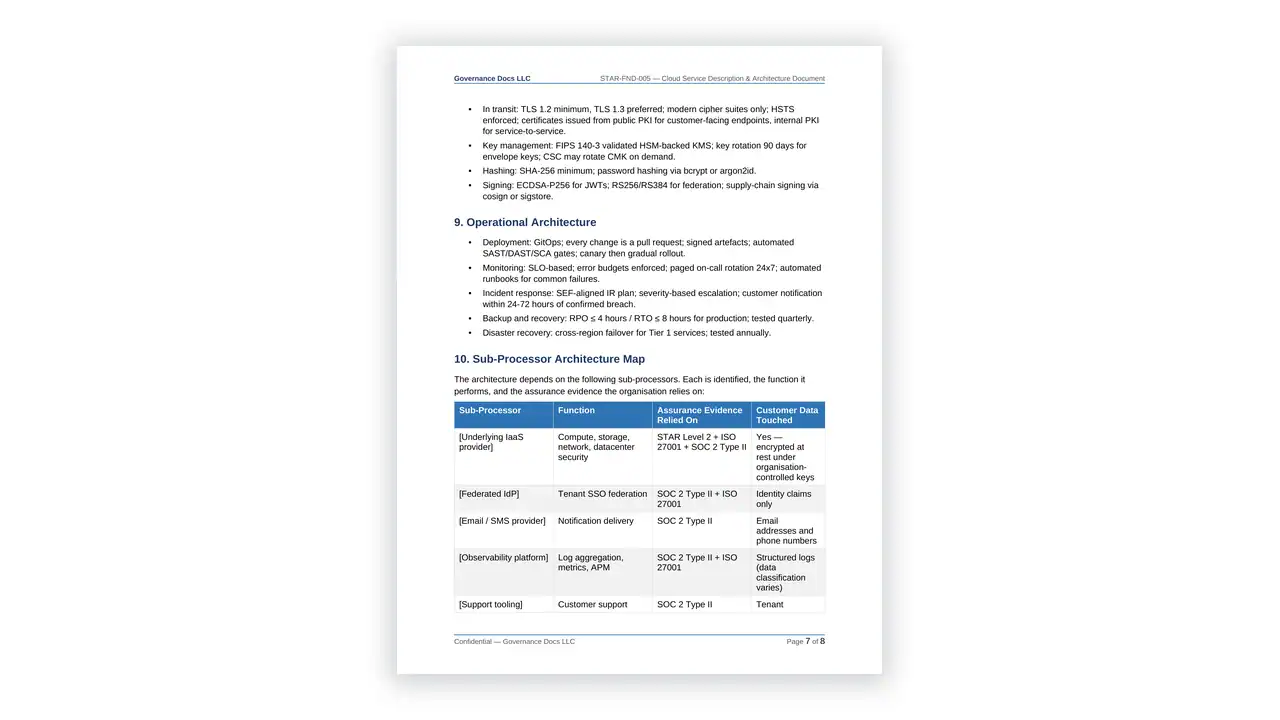 Preview of the Cloud-Service-Description-and-Architecture from the CSA STAR Cloud Security Toolkit on iso-toolkits.com