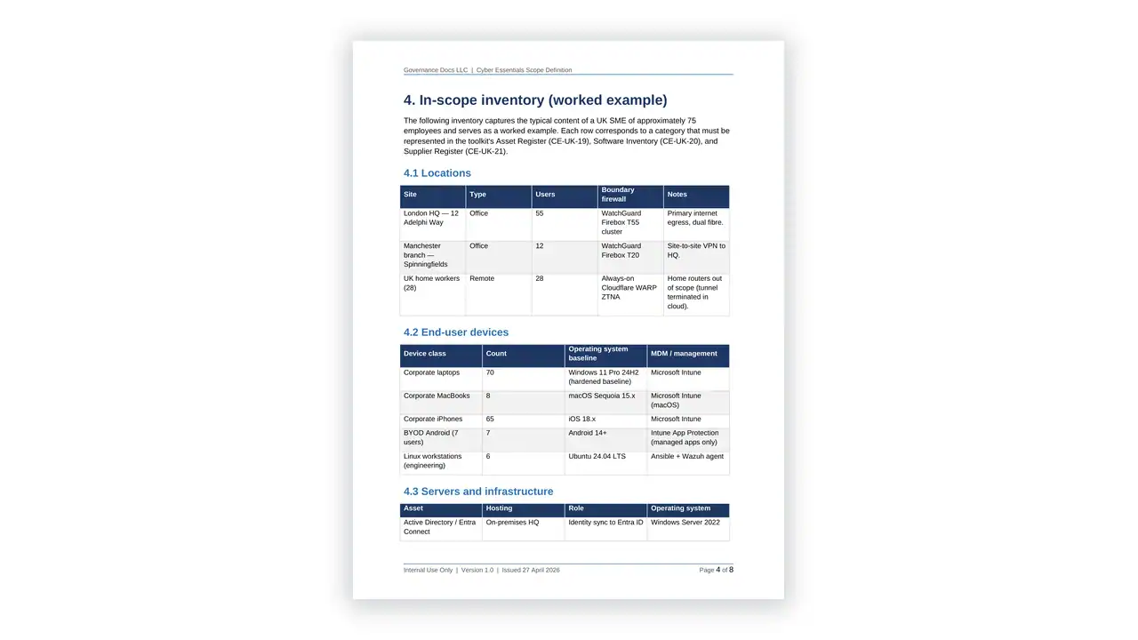 Preview of the 02 Scope Definition from the Cyber Essentials UK Toolkit on iso-toolkits.com