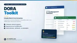 DORA Toolkit — Editable Word and Excel templates including the ICT Risk Management Framework and an ICT Third Party Register, from iso-toolkits.com