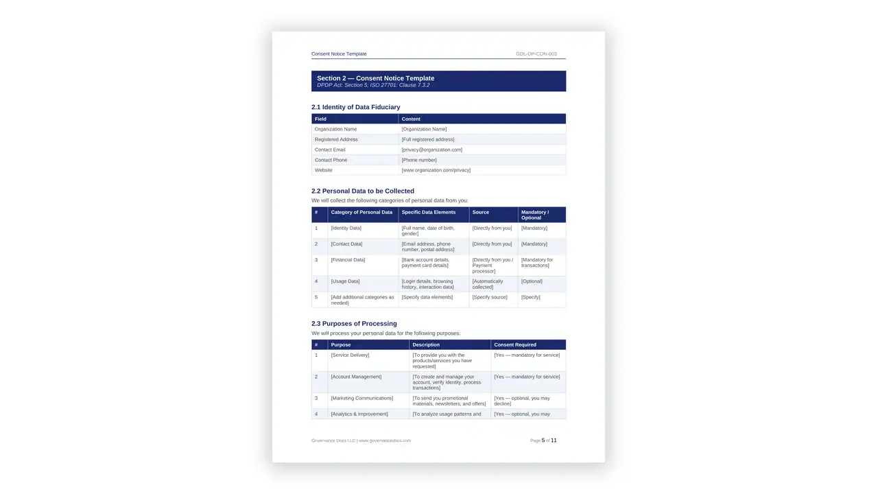 Preview of the 003 from the DPDP Act Toolkit on iso-toolkits.com