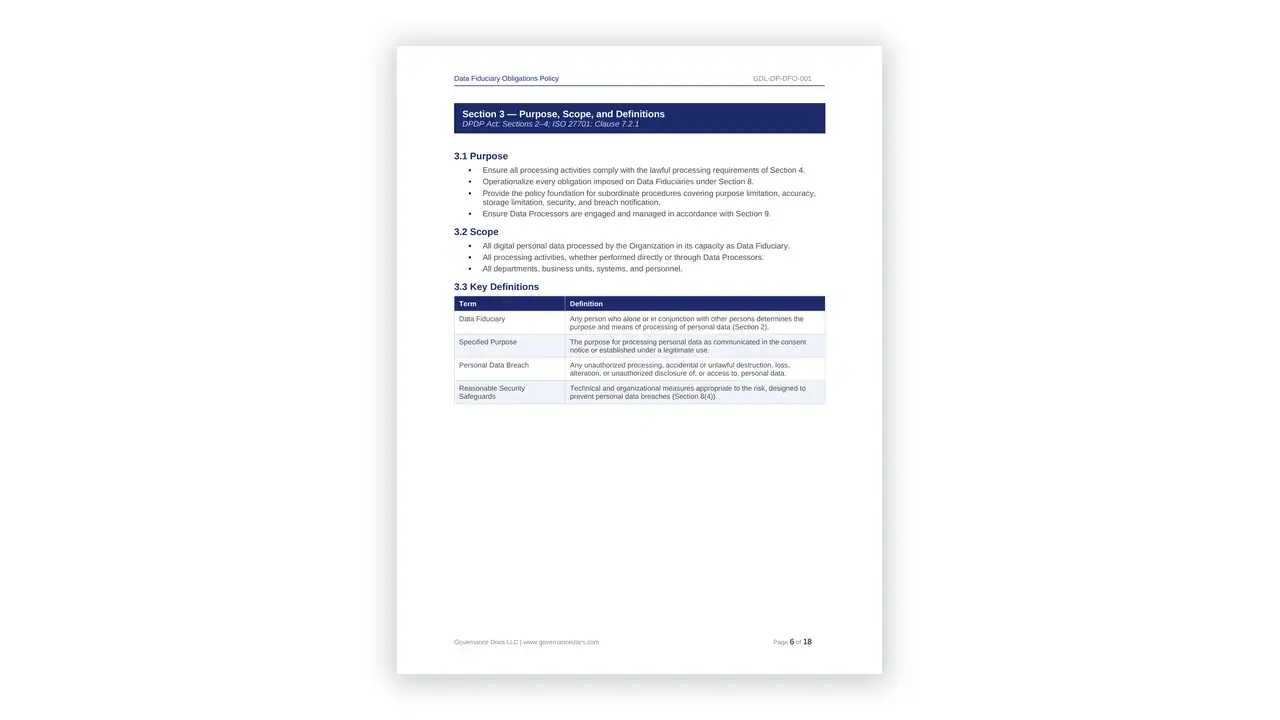 Preview of the 001 from the DPDP Act Toolkit on iso-toolkits.com