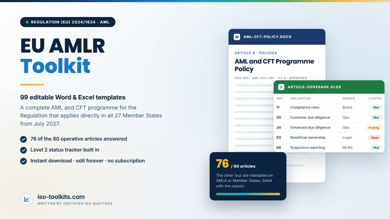EU AMLR documentation - editable Word and Excel templates from iso-toolkits.com