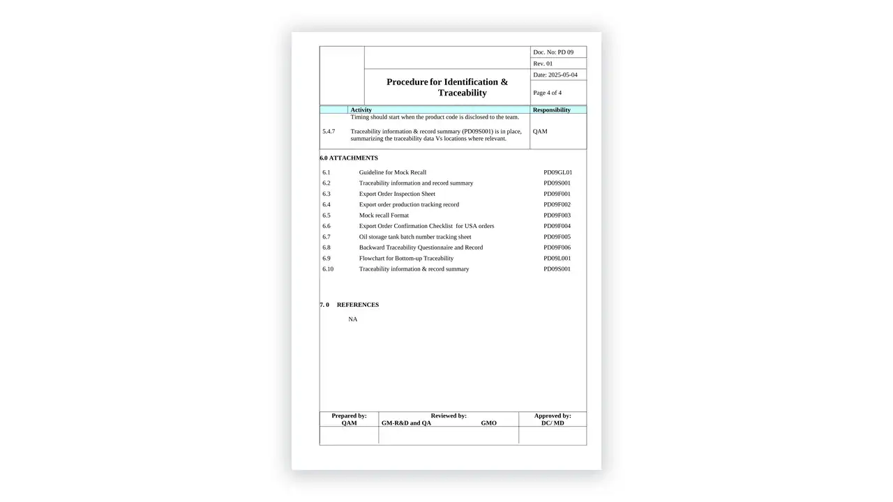 Preview of the Identification and Traceability from the HACCP Toolkit on iso-toolkits.com