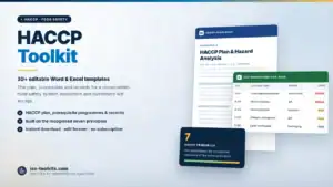 HACCP Toolkit — 30+ editable Word and Excel templates including the HACCP Plan & Hazard Analysis and a CCP Monitoring Log, from iso-toolkits.com