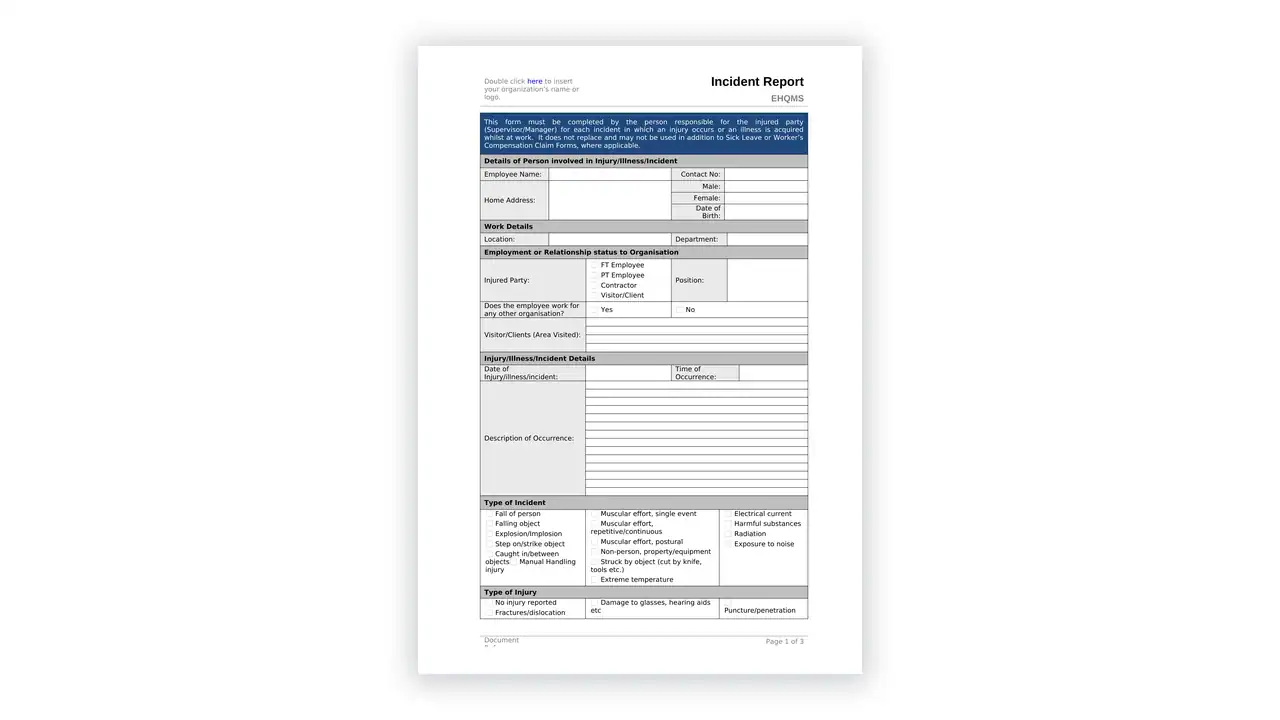 Preview of the 50 Incident Report from the IMS Toolkit on iso-toolkits.com