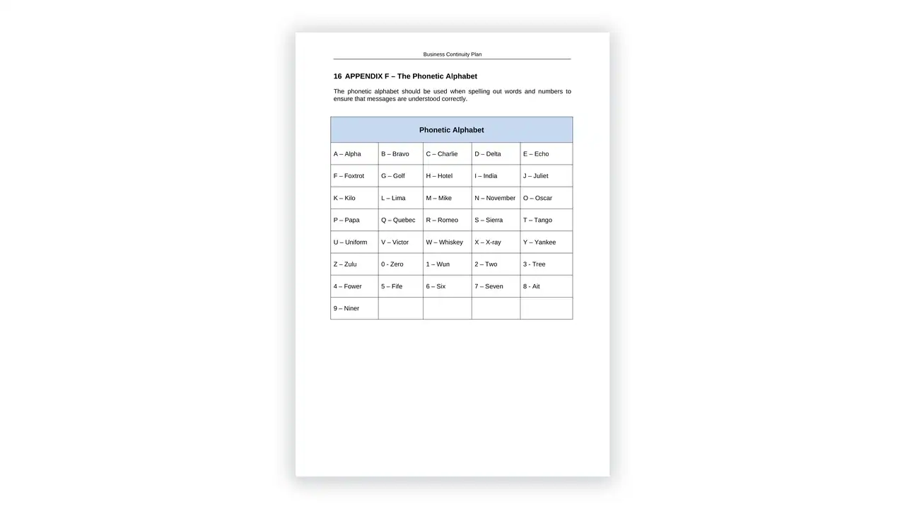 Preview of the Business Continuity Plan from the ISO 27001 Toolkit on iso-toolkits.com