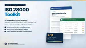 ISO 28000 Toolkit — 29 editable Word and Excel templates including the Supply Chain Security Manual and a Security Threat Register, from iso-toolkits.com