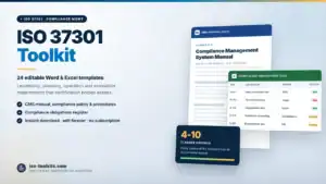 ISO 37301 Toolkit — 24 editable Word and Excel templates including the Compliance Management System Manual and a Compliance Obligations, from iso-toolkits.com