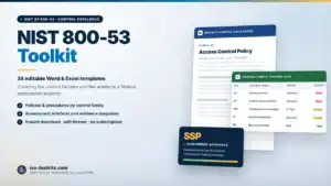 NIST 800-53 Toolkit — 38 editable Word and Excel templates including the Access Control Policy and a Control Family Tracker, from iso-toolkits.com