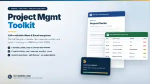 Project Mgmt Toolkit — 390+ editable Word and Excel templates including the Project Charter and a Risk and Issue Log, from iso-toolkits.com