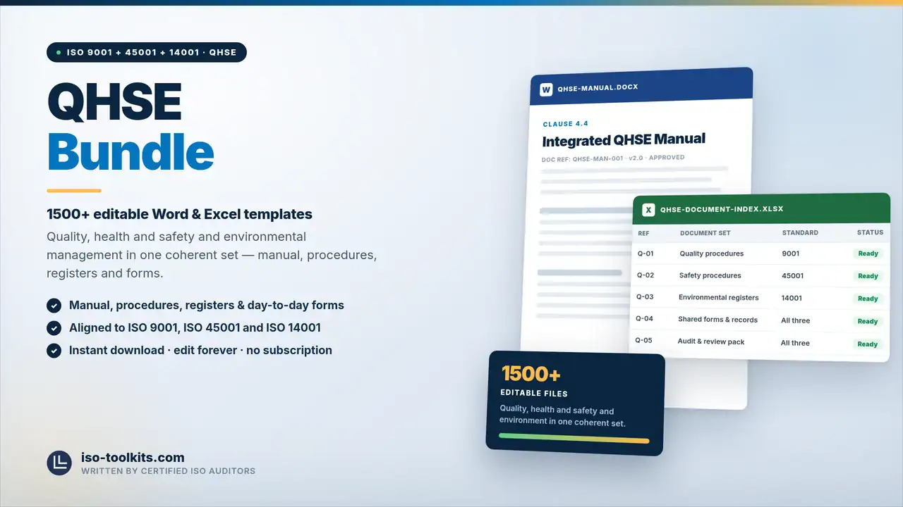 QHSE forms and checklists library - policies, registers and audit evidence templates