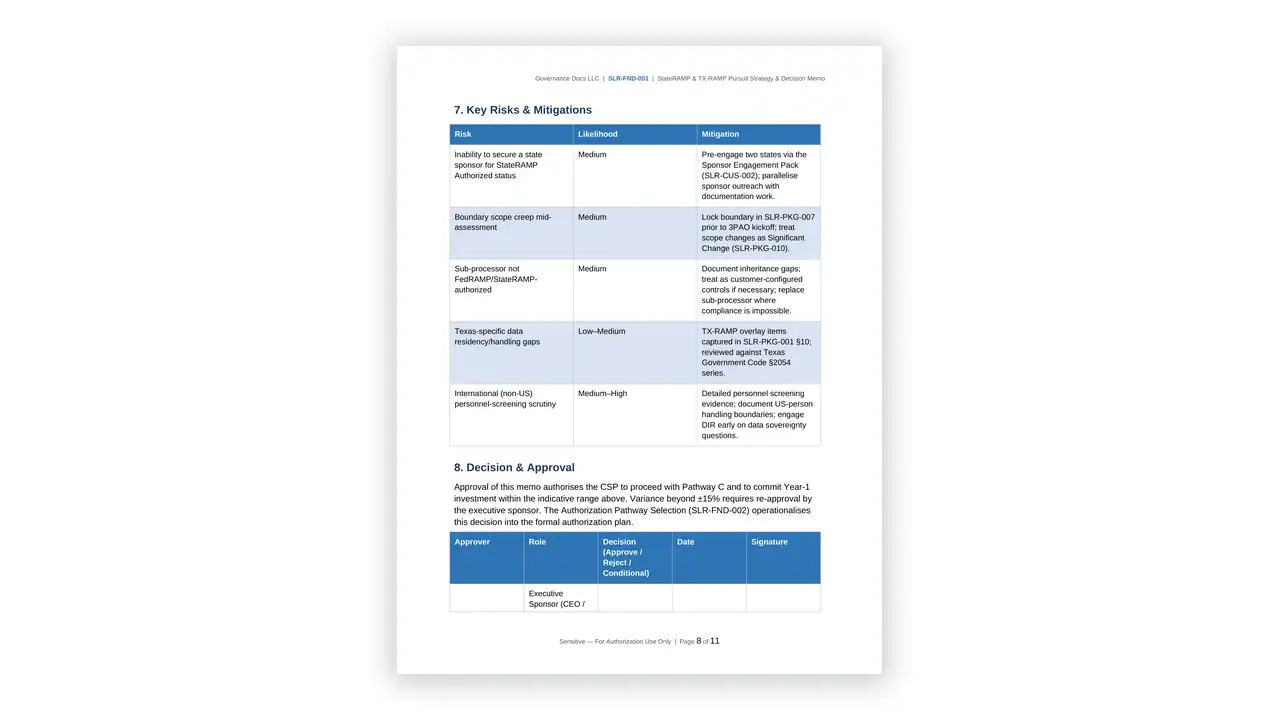 Preview of the Pursuit-Strategy from the StateRAMP TX-RAMP Compliance Toolkit on iso-toolkits.com