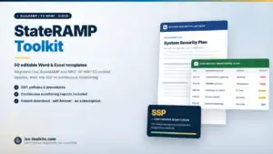 StateRAMP Toolkit — 50 editable Word and Excel templates including the System Security Plan and a Continuous Monitoring, from iso-toolkits.com