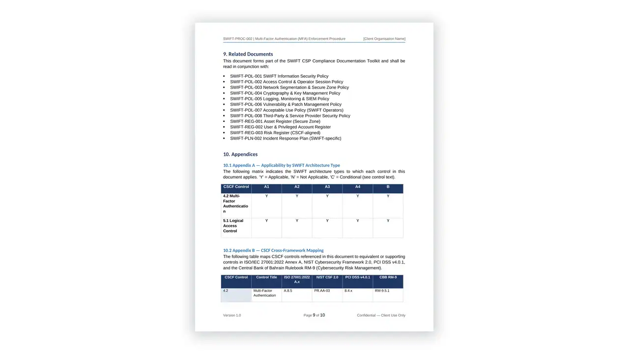 Preview of the Enforcement from the SWIFT CSP Compliance Toolkit on iso-toolkits.com