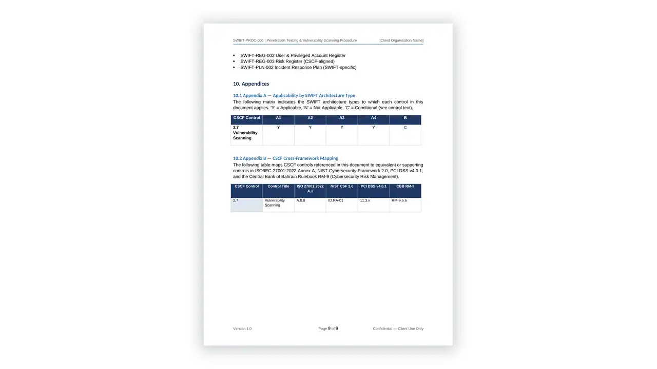 Preview of the Penetration-Testing-Vulnerability-Scanning from the SWIFT CSP Compliance Toolkit on iso-toolkits.com