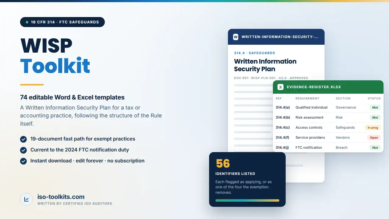 WISP documentation - editable Word and Excel templates from iso-toolkits.com